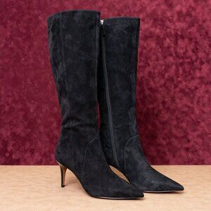 Linea Paolo Women Wide Calf Dress Office Black Suede Zip Fashion Tall Boots 11